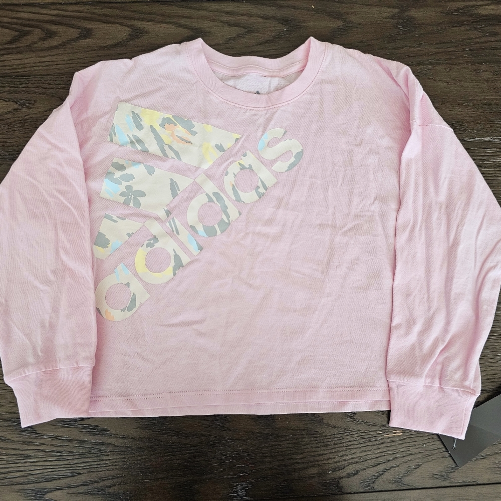 NWT ADIDAS GIRL'S CLEAR PINK SHIRTS LONG SLEEVE TEE